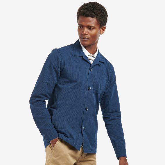 Bavlněná overshirt Barbour Tenby Seersucker - Navy