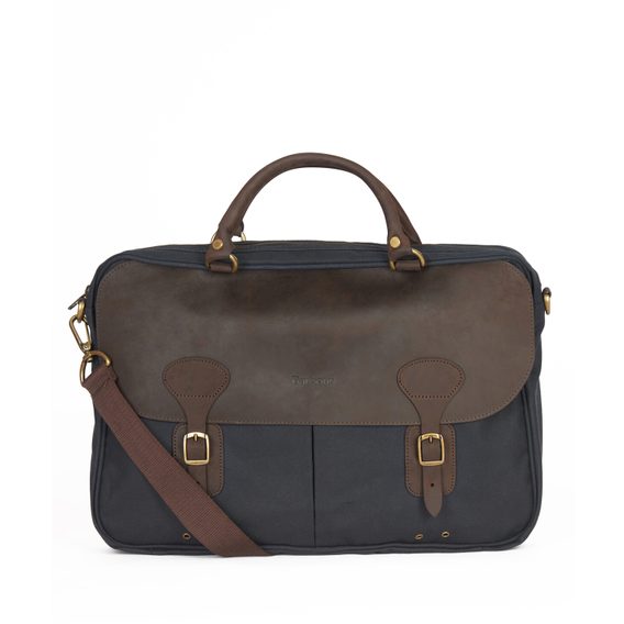 Barbour Wax/Leather Briefcase — Navy