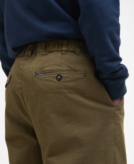 Barbour Washed Stretch Relaxed Trousers — Light Sage