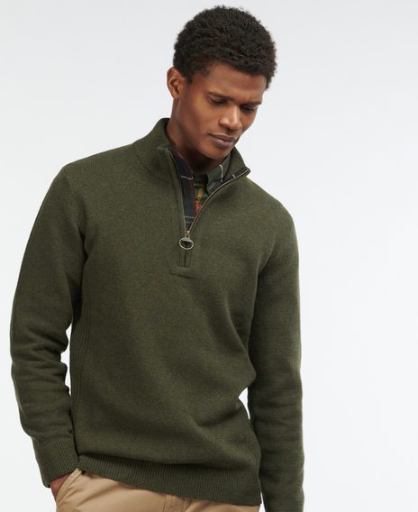 Barbour Holden Half Zip Sweater — Olive Marl