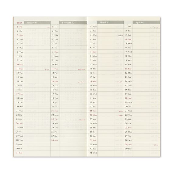 Traveler's 2027 Diary — Weekly Vertical