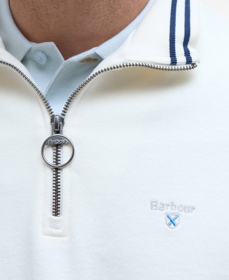 Barbour Rosford Half-Zip Sweatshirt — Whisper White