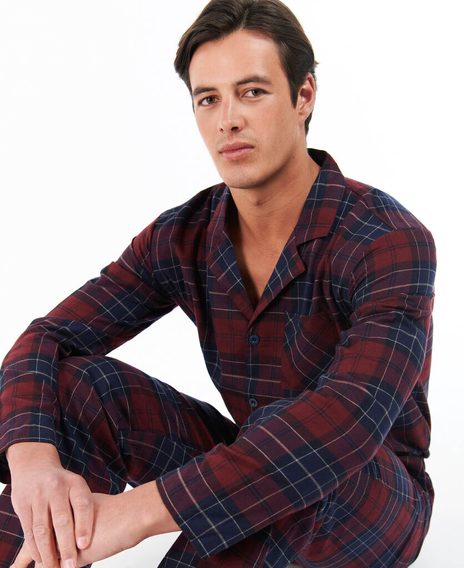 Tartanový pyžamový set Barbour Laith PJ Set - Red Tartan