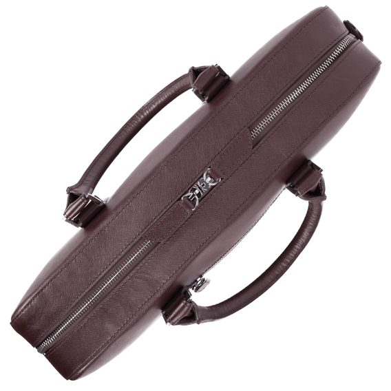 Kožená taška na notebook John & Paul - tmavě hnědá