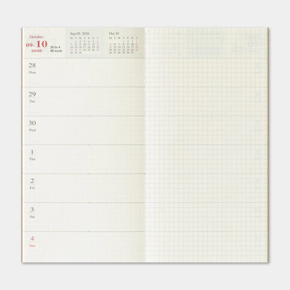 Traveler's Notebook — 2026 Second Half Weekly Diary + Memo