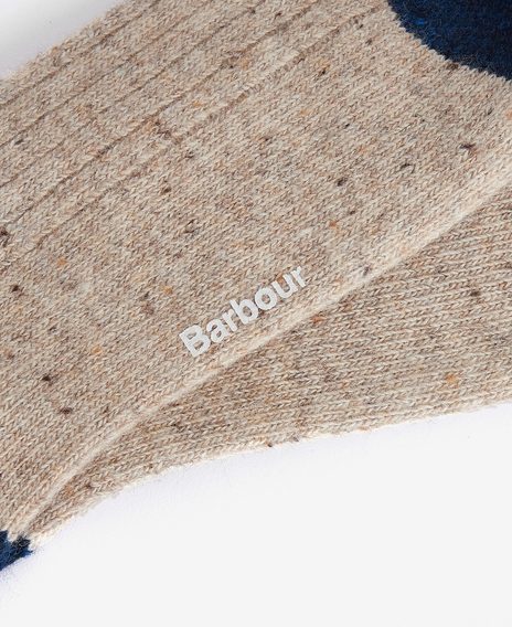 Barbour Houghton Socks — Stone/Navy