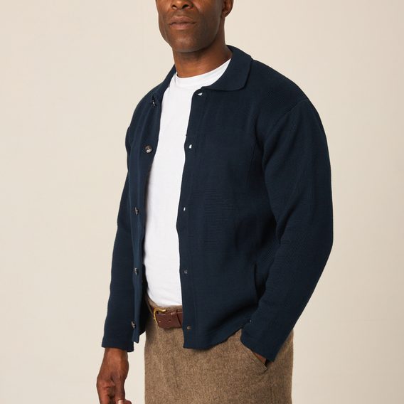 Peregrine Compton Knitted Shirt — Navy