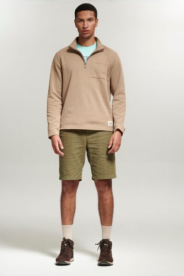 Едноцветни ленени къси панталони Barbour Linen Mix Shorts - Military Green