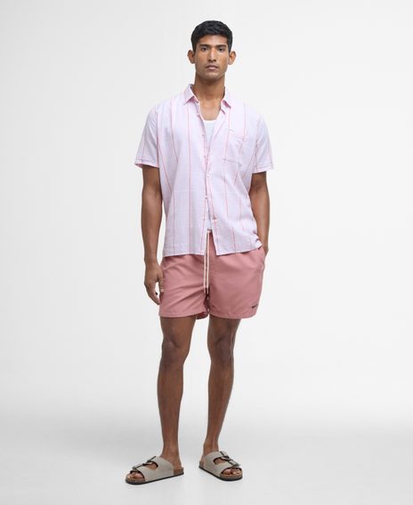 Barbour Staple Logo 7″ Swim Shorts — Pink Clay