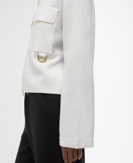 Barbour Alma Knitted Cardigan — Ecru