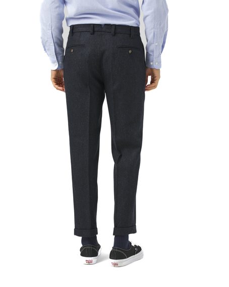 Вълнен панталон Portuguese Flannel Wool Herringbone Trousers - Navy