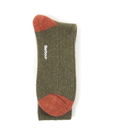 Barbour Houghton Socks — Olive/Burnt Orange