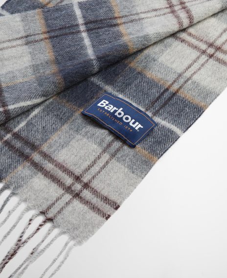 Barbour Wool/Cashmere Tartan Scarf — Grey Midnight Tartan