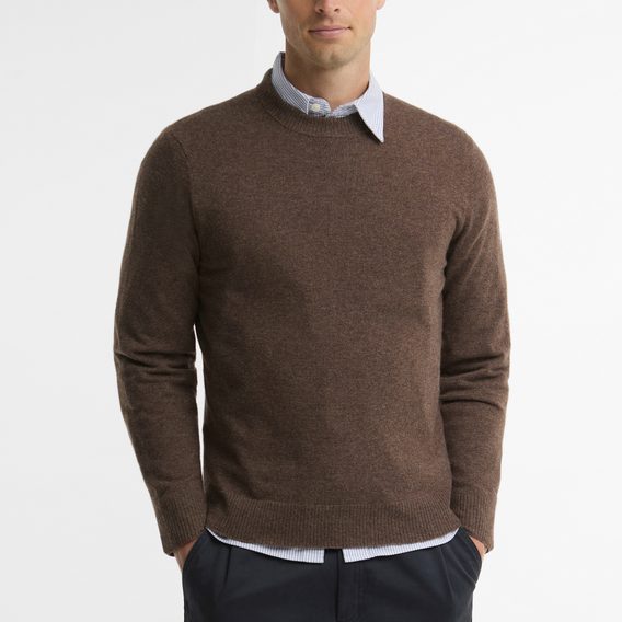 Barbour Pure Cashmere Sweater — Bark