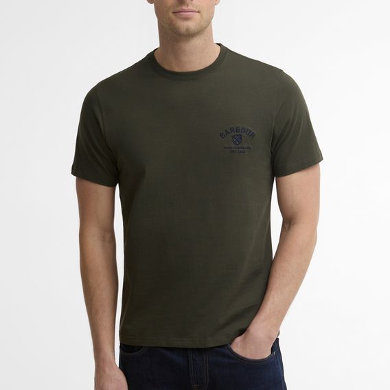 Barbour Tartan Tailored Crest Logo T-Shirt — Sage
