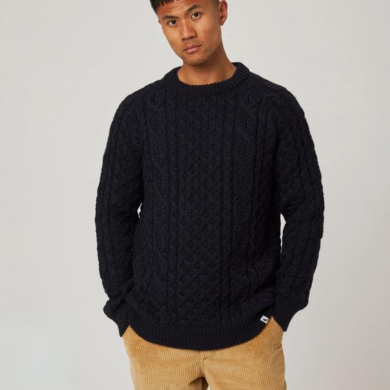 Peregrine Hudson Aran Jumper — Navy