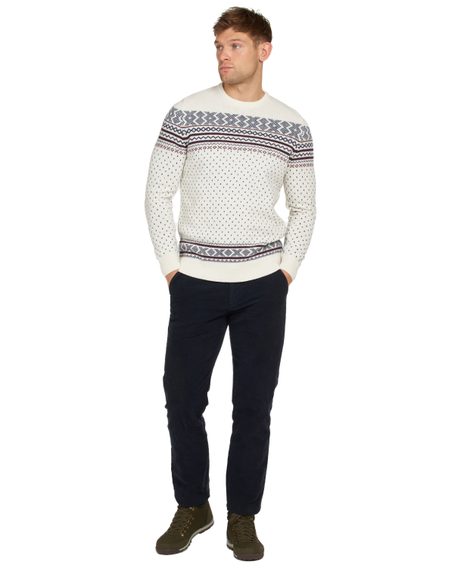 Vzorovaný svetr Barbour Fairisle z jehněčí vlny - béžový