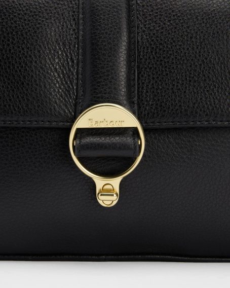 Barbour Rosa Leather Crossbody Bag — Black