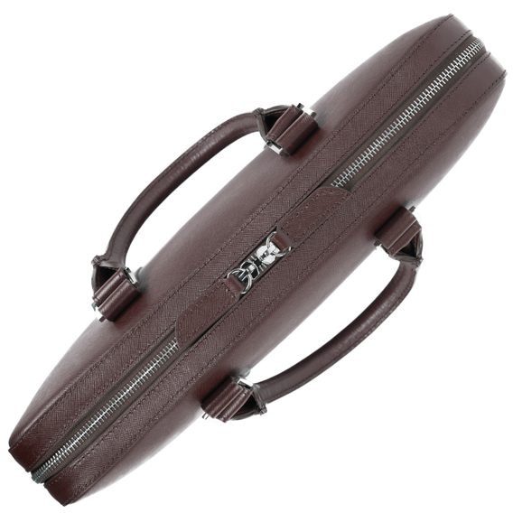 Kožená slim taška na notebook John & Paul - tmavě hnědá