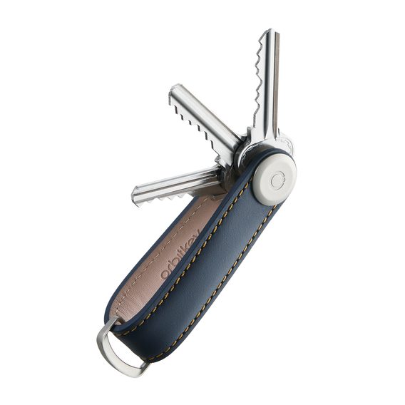 Kožená klíčenka Orbitkey 2.0 - navy s tan prošitím