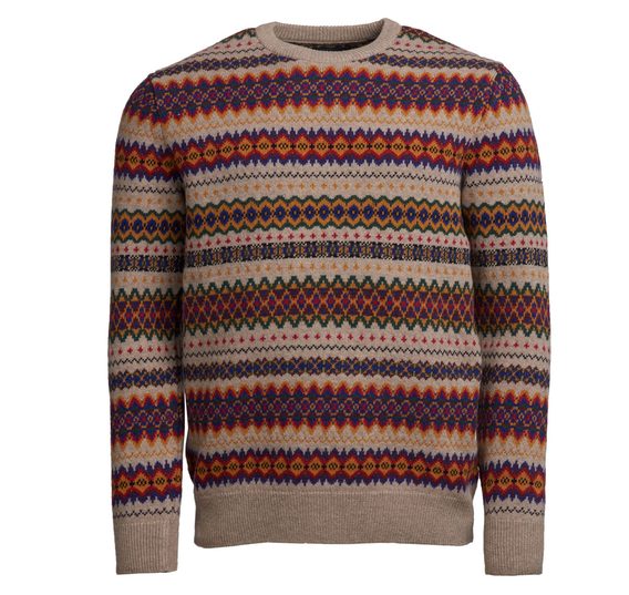 Svetr Barbour Fair Isle Crew z jehněčí vlny - vzorovaný
