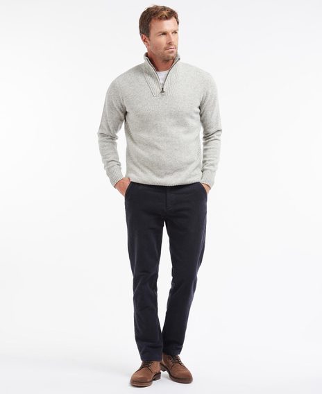 Barbour Essential Lambswool Half Zip Sweater — Grey