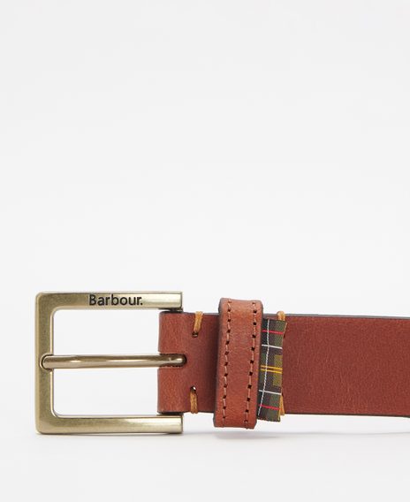 Barbour Pull Up Leather Belt — Dark Tan