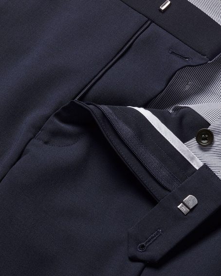 Charles Tyrwhitt Pleat Front Wool Stretch Pants — Navy