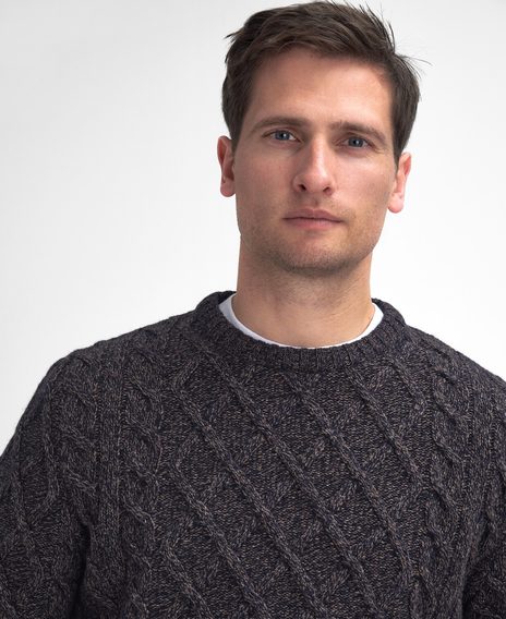 Barbour Stowford Cable-Knit Crew Neck Sweater — Navy Mix