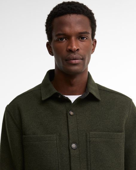 Barbour Marltown Tailored Wool Blend Overshirt — Sage