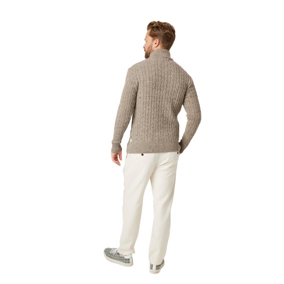 Peregrine Cable Zip Neck Jumper — Oak
