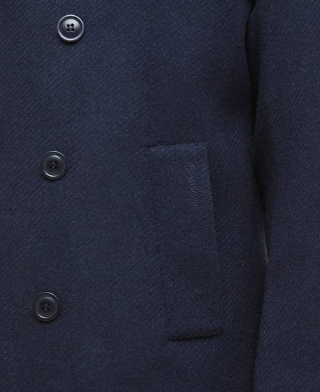 Barbour Newfield Wool Pea Coat — Navy