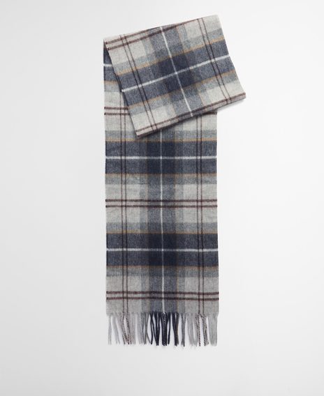 Barbour Wool/Cashmere Tartan Scarf — Grey Midnight Tartan