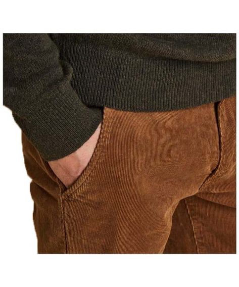 Manšestrové kalhoty Barbour Neuston Stretch Cord - medově hnědé