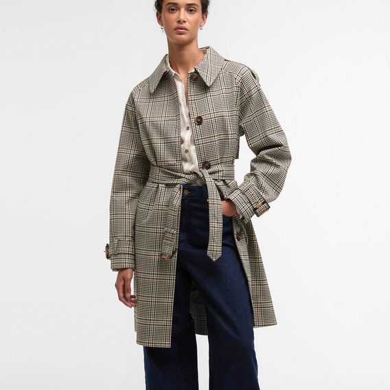 Barbour Maia Check Showerproof Trench Coat