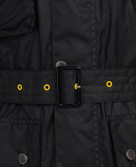 С восък обработено яке моторист Barbour International Slim Wax Jacket - Black