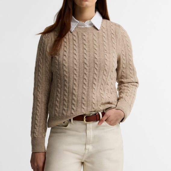Barbour Ashdown Relaxed Cable-Knit Jumper — Honey