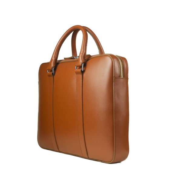Kožená slim taška na notebook John & Paul - koňak