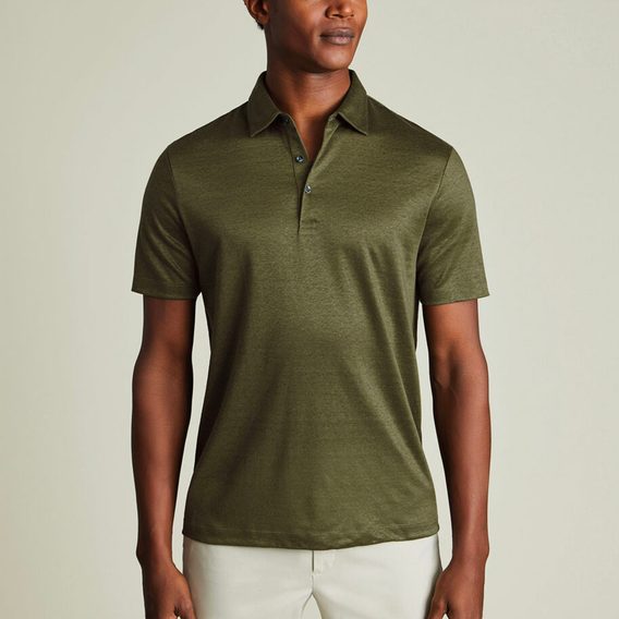 Charles Tyrwhitt Pure Linen Polo — Olive