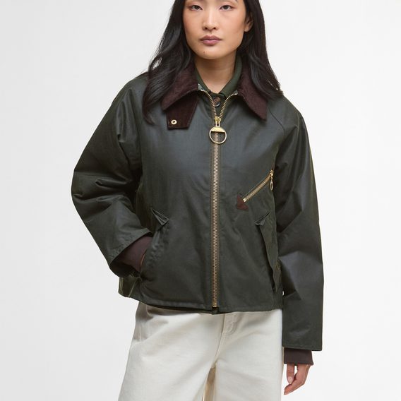 Barbour Arlene Waxed Jacket — Fern