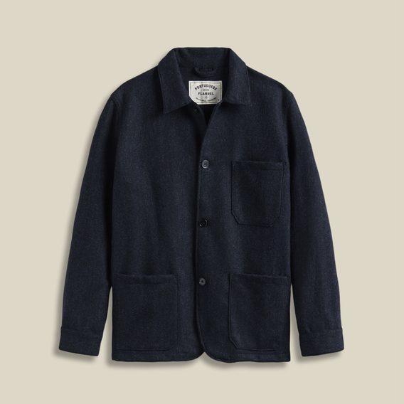 Portuguese Flannel Labura Herringbone Wool — Navy