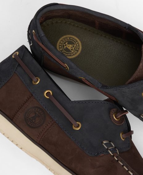 Barbour Wake Boat Shoes — Brown/Navy
