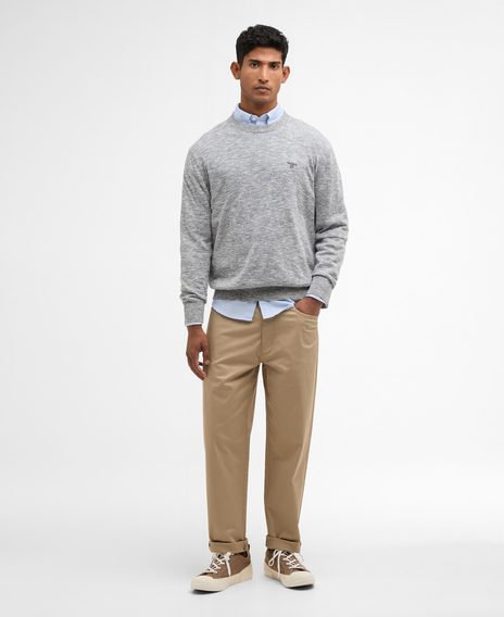 Barbour Flaxby Linen Blend Crew Neck — Navy