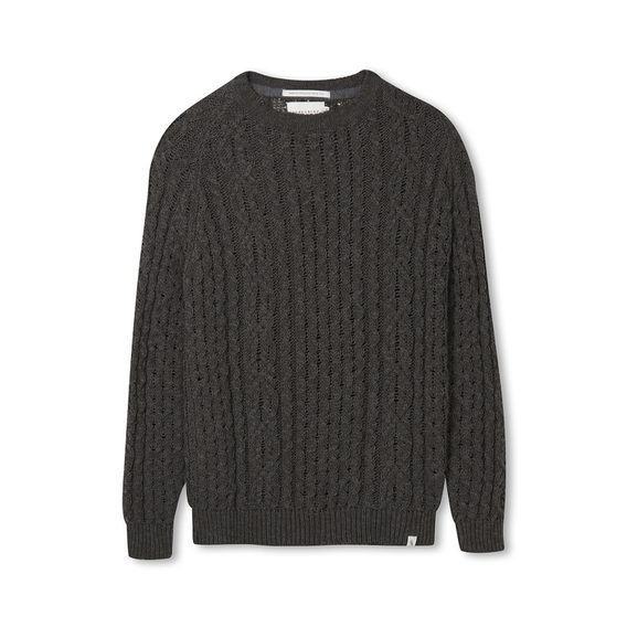 Tradiční svetr ze lnu a bavlny Peregrine Aran Jumper — Slate