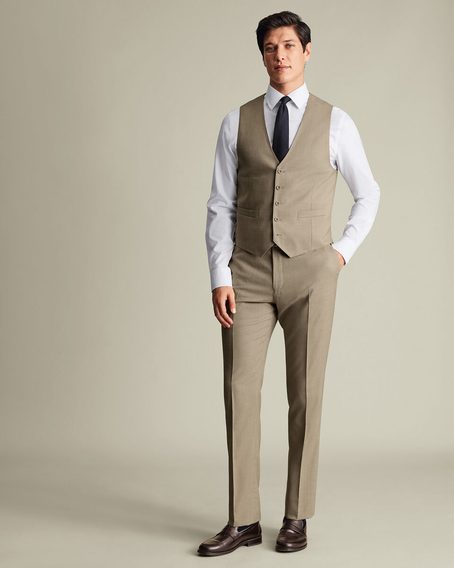 Charles Tyrwhitt Ultimate Performance Sharkskin Waistcoat — Taupe