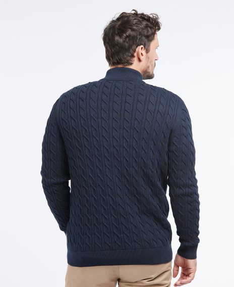 Barbour Cable Knit Half Zip Jumper — Navy