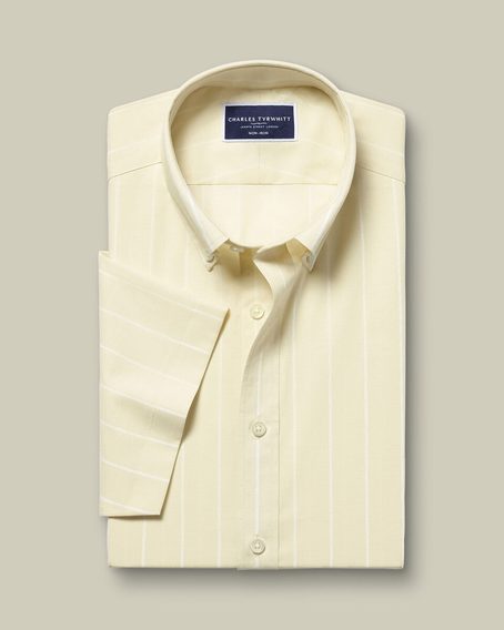Charles Tyrwhitt Non-Iron Stretch Poplin Slub Shirt —Yellow