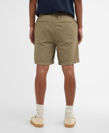 Barbour Seersucker Relaxed Shorts — Archive Olive