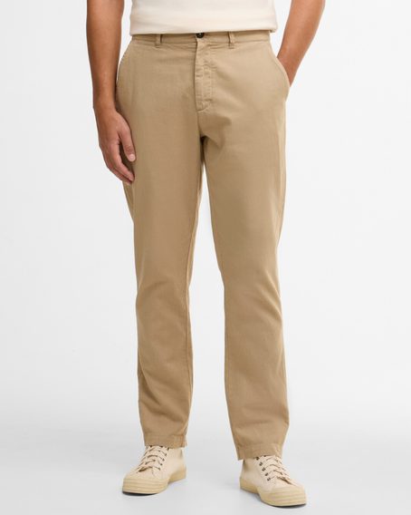 Barbour Cotton Linen Tailored Trouser — Washed Stone