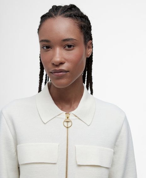 Barbour Alma Knitted Cardigan — Ecru